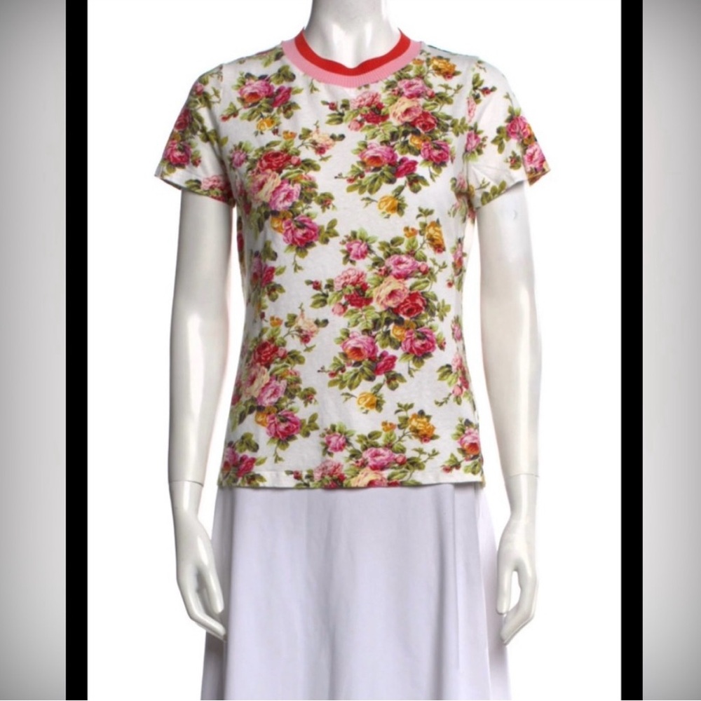 Zimmermann Floral Short Sleeve Top - Pink and Green